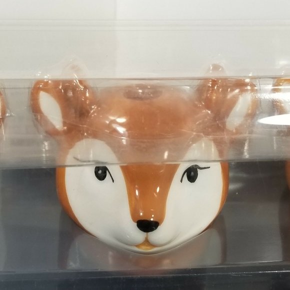 NEW H for Happy Reindeer Stoneware Taper Candle Holders (Set of 4) - Boxed - Picture 4 of 9